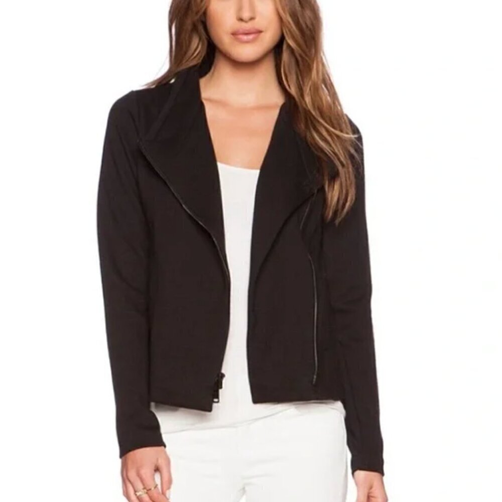 Vince Scuba Black Knit Moto Jacket Size Small - Picture 2 of 12